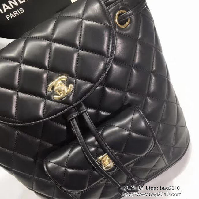 香奈兒CHANEL 2018爆款46523 頂級小羊皮水桶形雙肩背包 DSC1307